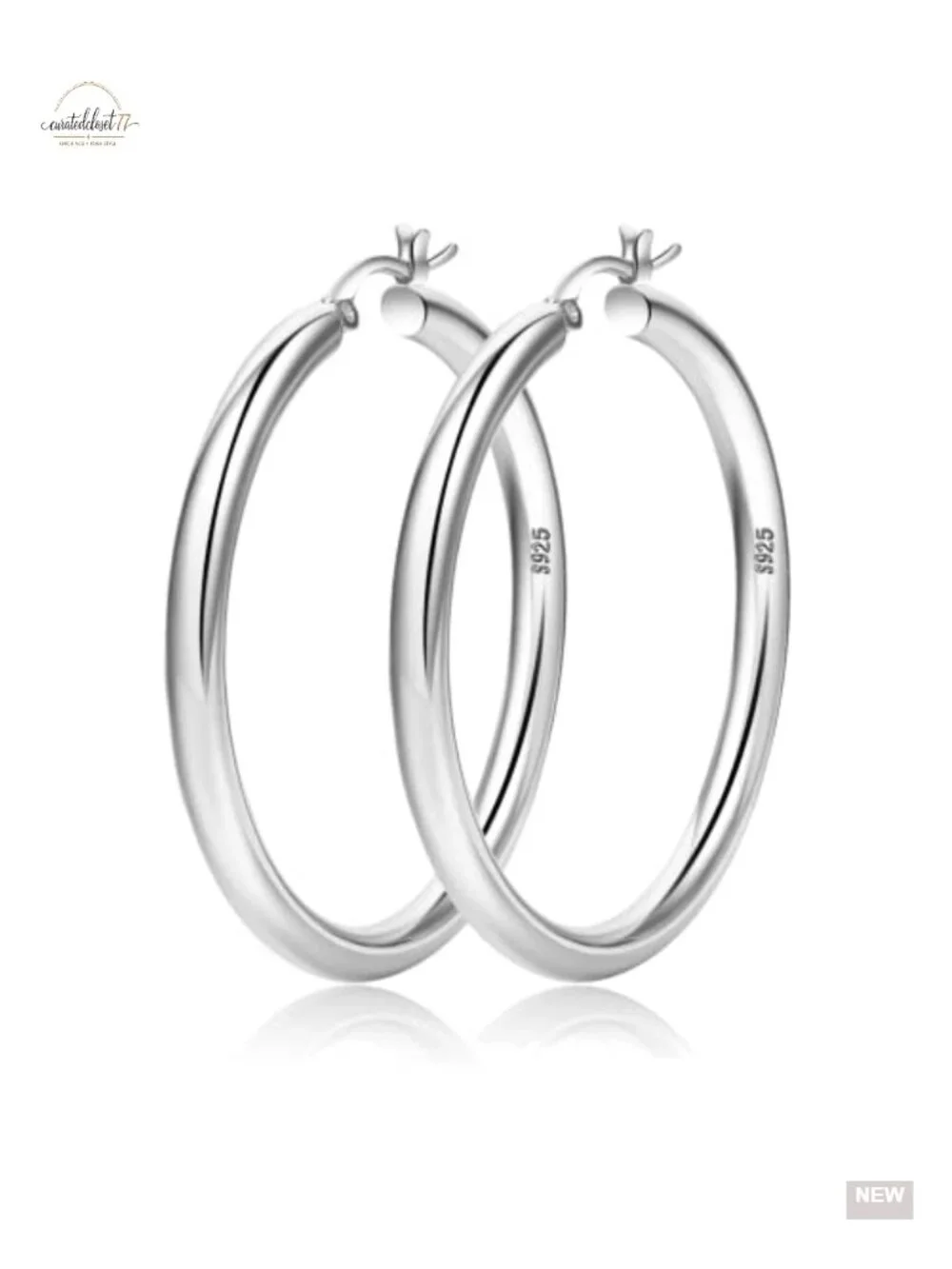 4mm Thick Chunky Hoop Earrings Sterling Silver Post Hollow Tube Lightweight